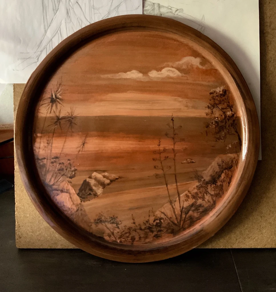 Painted landscape platter